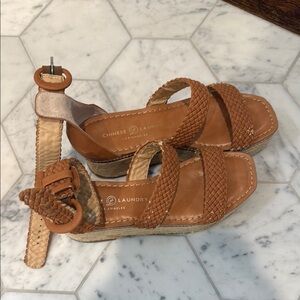 Chinese Laundry Tan Sandals with Woven Straps